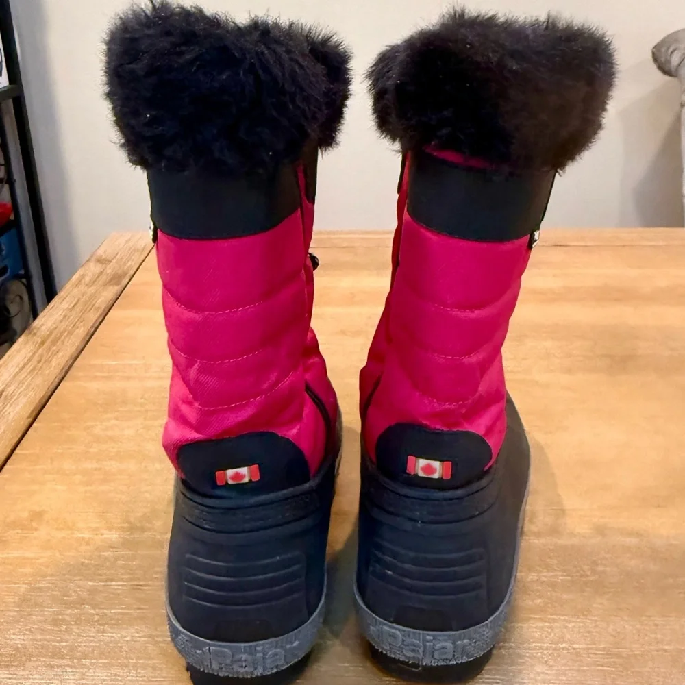 Pajar Womens Olga Waterproof Winter Boot Faux Fur Lining Side Zip Hot Pink Sz 8L